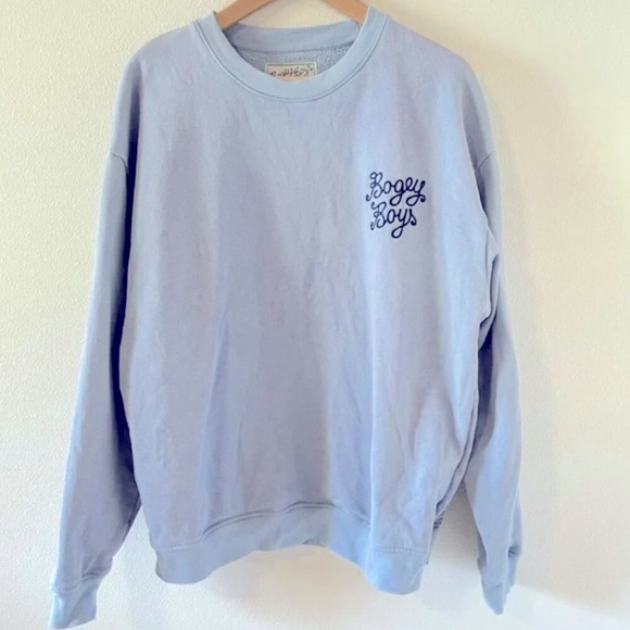 Bogey Boys Crewneck Pullover Sweatshirt Light Blue Embroidered Script Logo-Large - Picture 3 of 6